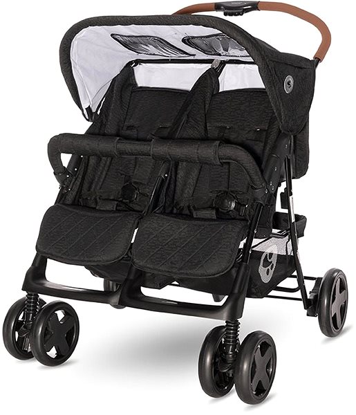 Baby Buggy Stroller for Twins Lorelli TWIN + Carrycot + Stroller Bag BLACK Screen