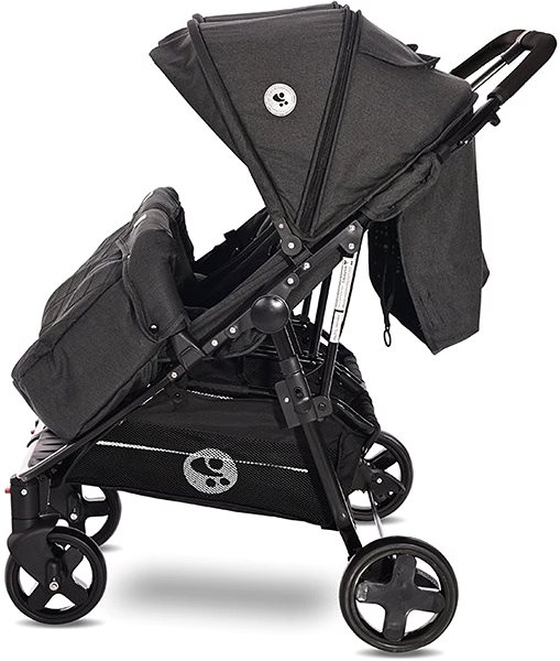 Baby Buggy Stroller for Twins Lorelli DUO + Carrycot + Stroller Bag BLACK DOTS Lateral view