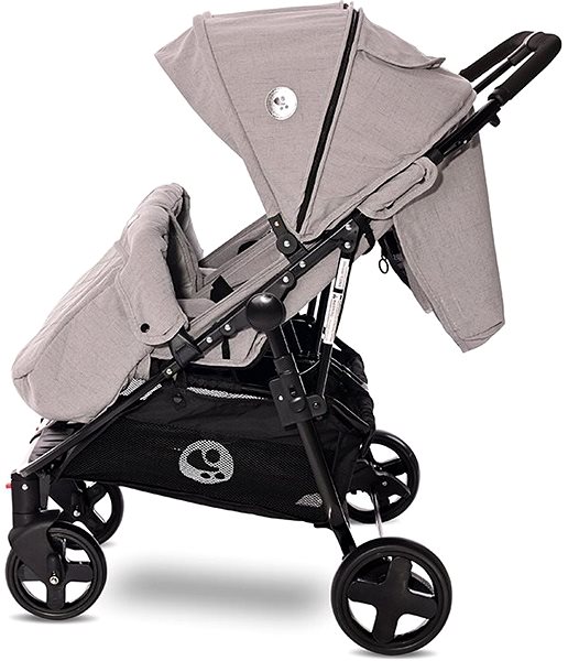Baby Buggy Stroller for Twins Lorelli DUO + Carrycot + Stroller Bag GREY DOTS Lateral view
