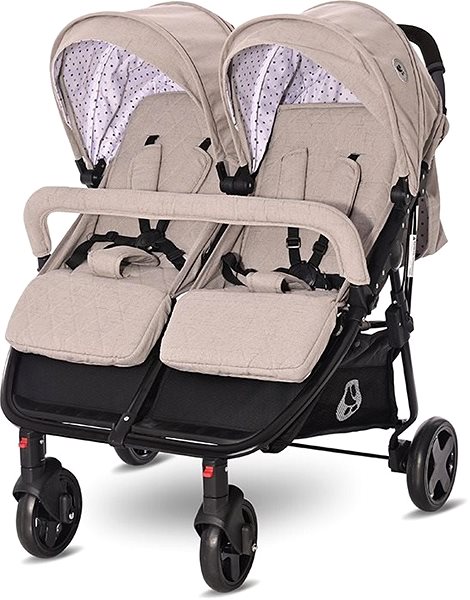 Baby Buggy Stroller for Twins Lorelli DUO + Carrycot + Stroller Bag STRING DOTS Screen