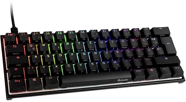 Herná klávesnica Ducky Mecha Mini, MX-Black, RGB-LED – čierna – DE Bočný pohľad