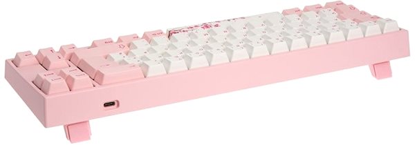 Gaming-Tastatur Ducky MIYA Pro Sakura Edition TKL, MX-Brown, rosa LED - weiß/rosa - DE Seitlicher Anblick