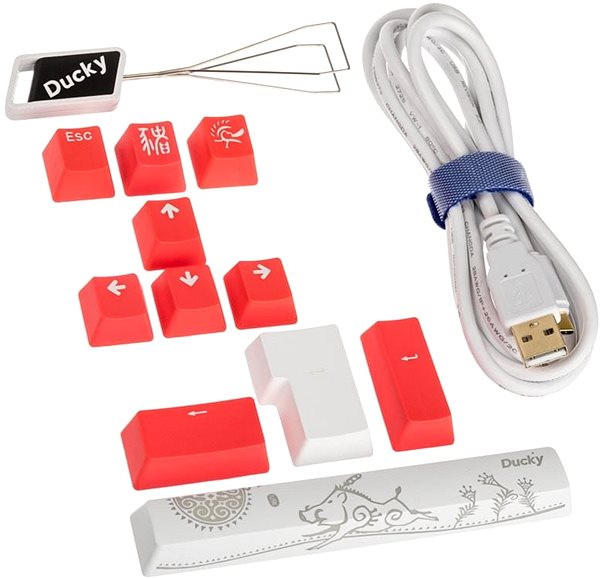 Herná klávesnica Ducky ONE 2 Mini, MX-Speed Silver, RGB-LED, biela – DE Obsah balenia