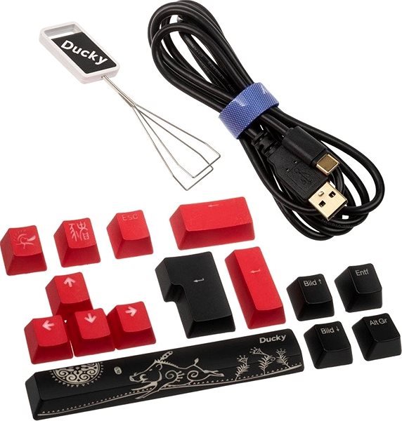 Herná klávesnica Ducky ONE 2 SF, MX-Red, RGB LED – čierna – DE Obsah balenia