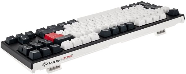 Herná klávesnica Ducky ONE 2 TKL Tuxedo, MX-Brown – čierna/biela/červená – DE Bočný pohľad