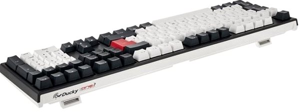 Gaming-Tastatur Ducky ONE 2 Tuxedo, MX-Red - schwarz/weiß/rot - DE Seitlicher Anblick