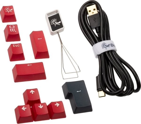 Gamer billentyűzet Ducky ONE 2 Tuxedo, MX-Red - fekete/fehér/piros - DE Csomag tartalma