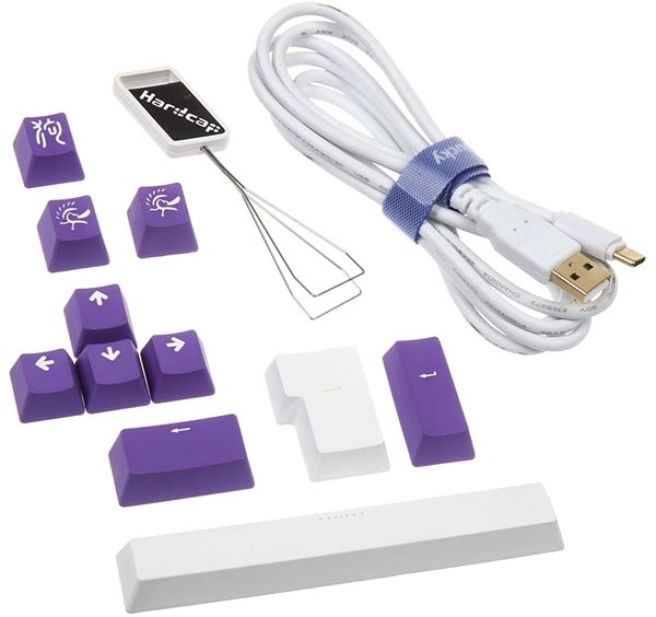 Gamer billentyűzet Ducky ONE 2 White Edition PBT, MX-Blue, fehér LED - fehér - DE Csomag tartalma