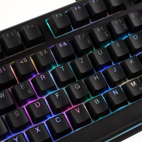 Herná klávesnica Ducky ONE TKL PBT, MX-Speed-Silver, RGB LED – čierna – DE Bočný pohľad