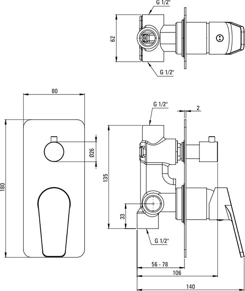 Tap DEANTE Jasmin chrome - Shower set concealed NAC_09JP ...