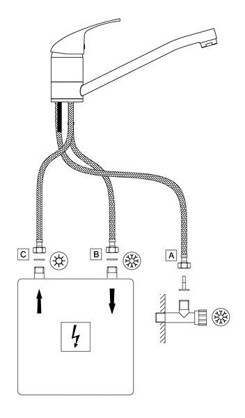 Tap DEANTE Sink mixer, low pressure, three-way - for connection to a heater BEZ_060H ...