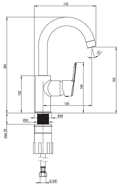 Tap DEANTE Arnika black - Washbasin mixer BQA_N24M ...