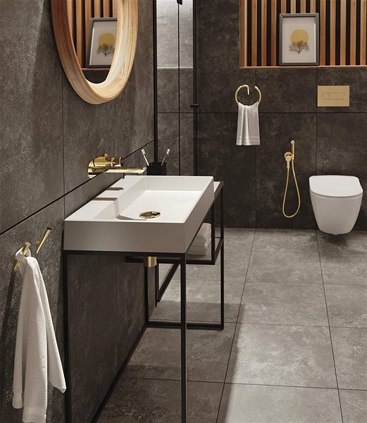 Tap DEANTE Arnika gold - Wall-mounted bidet mixer with hand-held shower BQA_Z34M ...