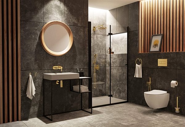 Tap DEANTE Arnika gold - Wall-mounted bidet mixer with hand-held shower BQA_Z34M ...