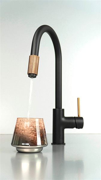 Tap DEANTE ASTER black - copper - Sink mixer with water filter connection BCA_B64M ...