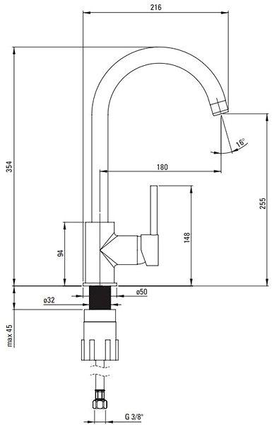 Tap DEANTE Nemezja graphite metallic - Sink mixer BEN_G62M ...
