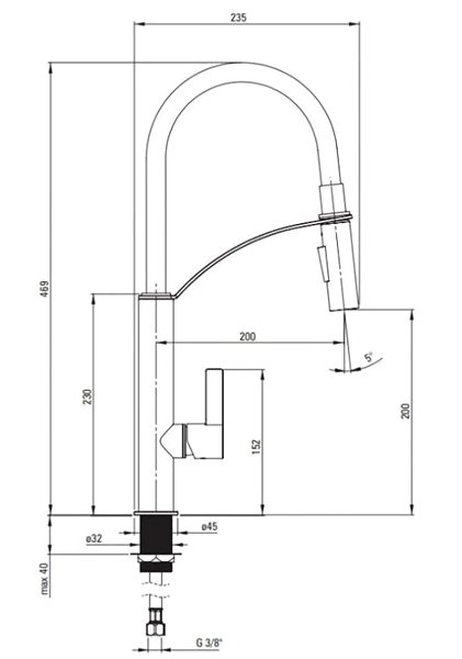 Tap DEANTE Gerbera chrome with black - Sink mixer, pull-out BGB_B720 ...