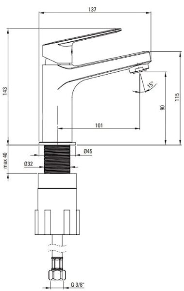 Tap DEANTE Jasmin chrome - Basin mixer BGJ_020M ...