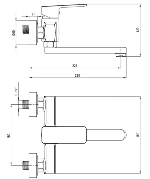 Tap DEANTE Maro black - Wall mounted basin mixer BLO_N50M ...