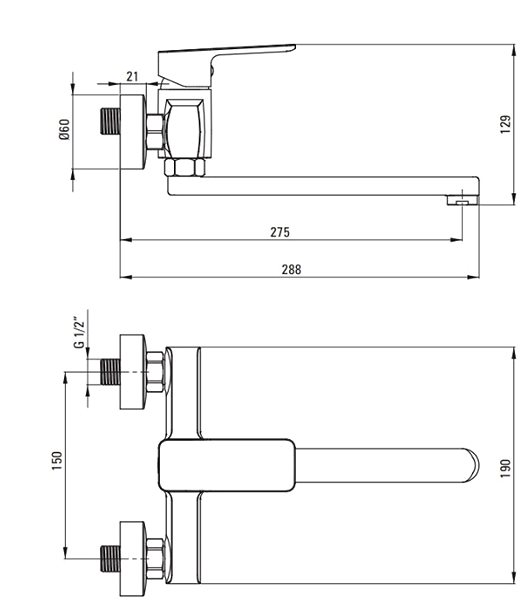 Tap DEANTE Maro black - Sink mixer, wall-mounted BLO_N80M ...