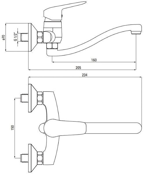 Tap DEANTE Boro black - Wall mounted basin mixer BMO_N50M ...