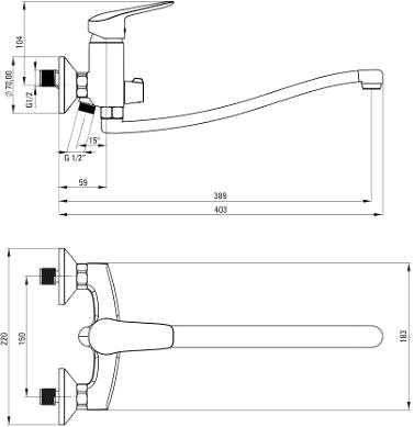 Tap DEANTE Boro black - Wall mounted basin mixer with extended spout - hose connection BMO_N5 ...