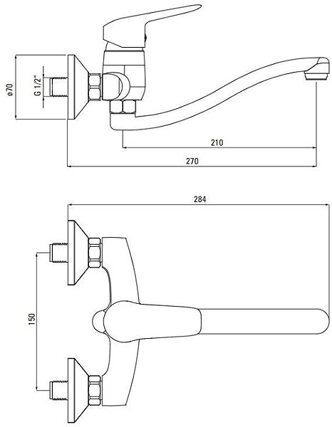 Tap DEANTE Boro black - Sink mixer, wall-mounted BMO_N80M ...