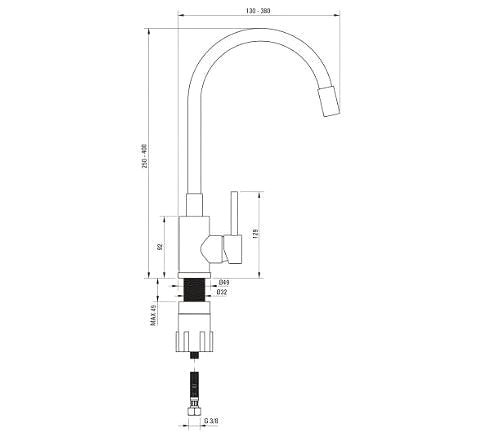 Tap DEANTE Luno stainless steel/black - Sink mixer, elastic BOC_B720 ...