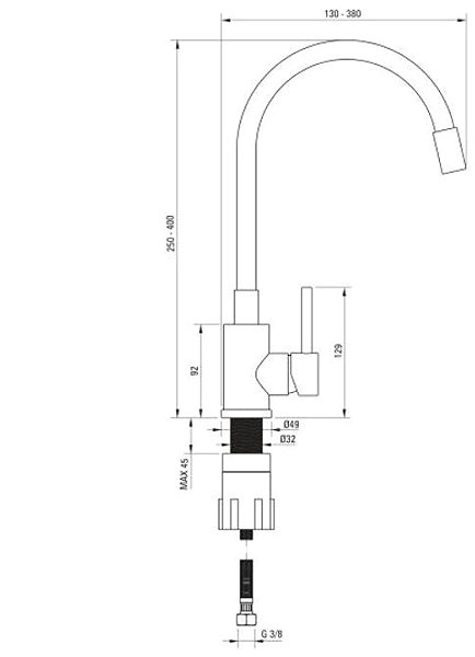 Tap DEANTE Luno black - Sink mixer, elastic BOC_N72M ...