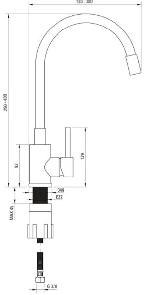 Tap DEANTE Luno stainless steel - white - Sink mixer, elastic BOC_W720 ...