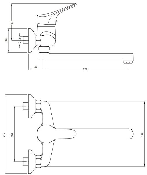 Tap DEANTE Joko chrome - Sink mixer, wall-mounted BOJ_080M ...