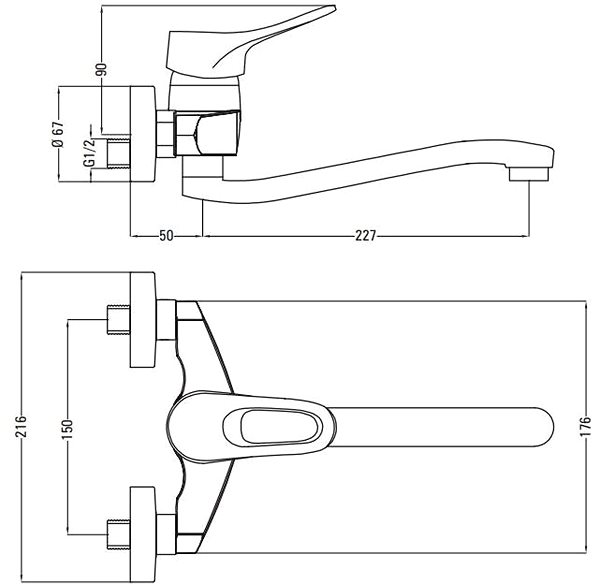 Tap DEANTE Vero chrome - Sink mixer, wall-mounted BOW_080M ...