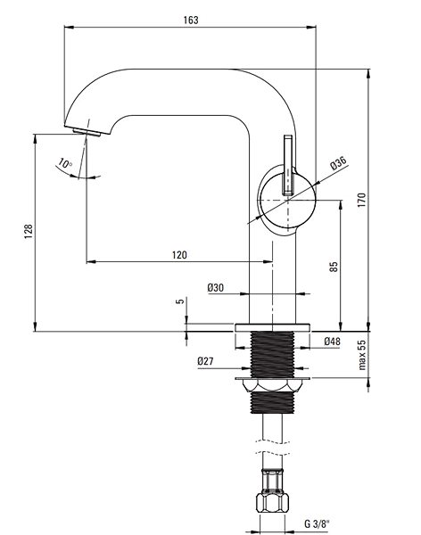 Tap DEANTE Silia nero Basin mixer with rectangular spout BQS_N24M ...