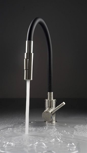 Tap DEANTE Luno stainless steel/black - Sink mixer, elastic BOC_B740 ...
