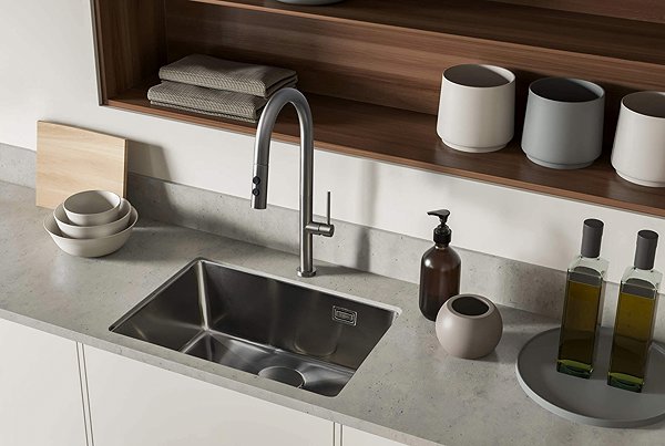Tap DEANTE Olfato Kitchen Faucet with pull-out spout, 2 jets, titanium (BQO_D72M) ...