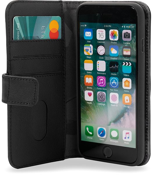 Puzdro na mobil Decoded Leather Detachable Wallet Black iPhone SE/8/7 ...