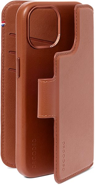 Mobiltelefon tok Decoded Leather Detachable Wallet Tan iPhone 15 Plus ...