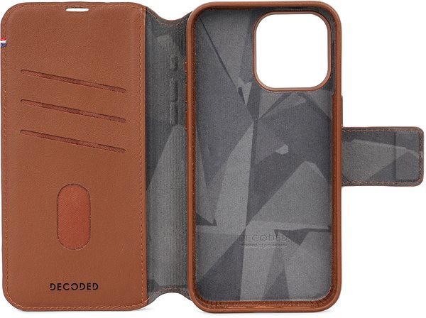 Mobiltelefon tok Decoded Leather Detachable Wallet Tan iPhone 15 Pro Max tok ...