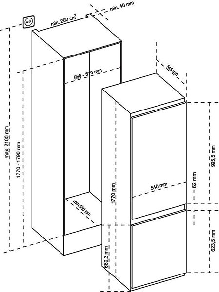 Built-in Fridge De Dietrich DRC1775EN Technical draft