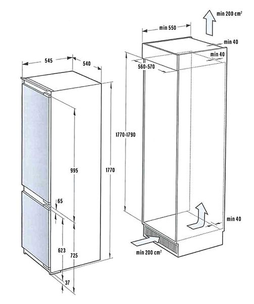 Built-in Fridge De Dietrich DRC1775EN Technical draft