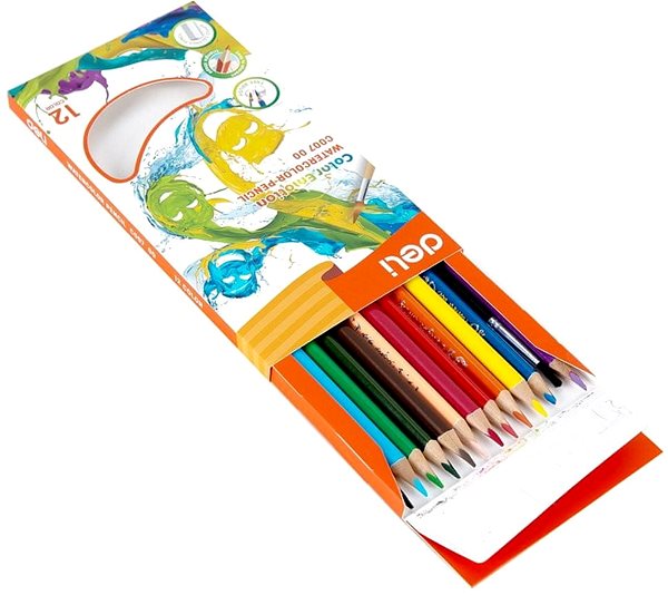 Coloured Pencils DELI colour Emotion watercolour, 12 colours Package content