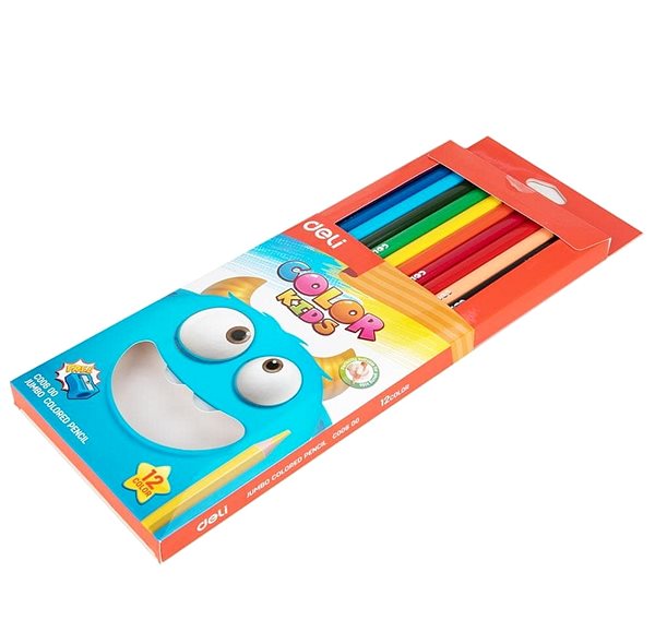 Coloured Pencils DELI colour Kids triangular JUMBO, 12 colours Packaging/box