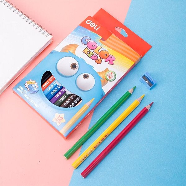 Coloured Pencils DELI colour Kids triangular JUMBO, 12 colours Lifestyle