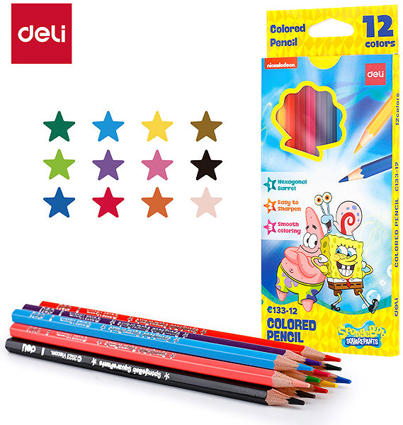 Coloured Pencils DELI Spongebob, 12 colours ...