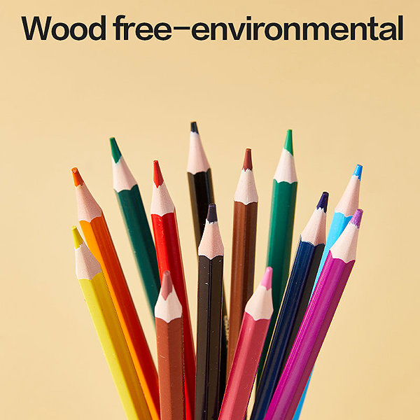 Coloured Pencils DELI colour WOW woodless hexagonal with rubber 12 colours ...