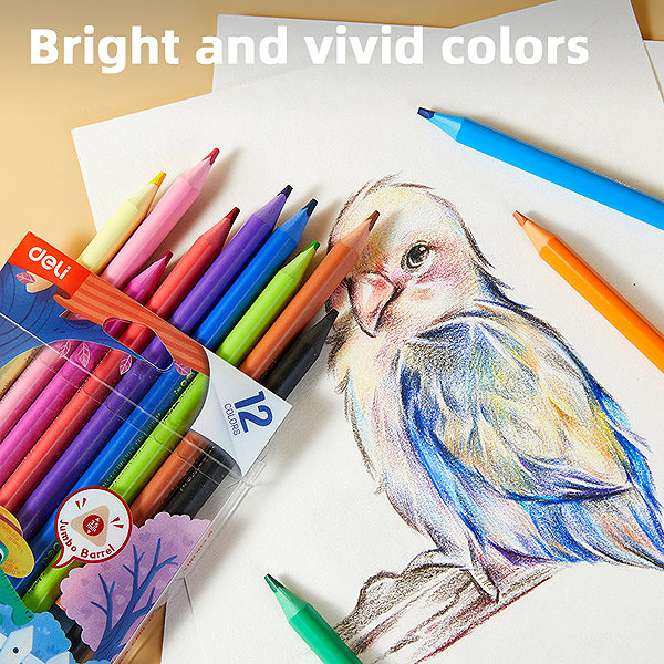 Coloured Pencils DELI colour WOW woodless triangular JUMBO 12 colours ...