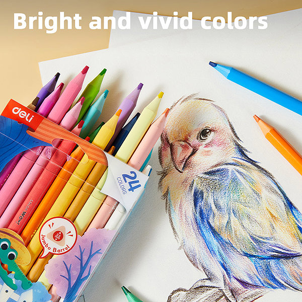 Coloured Pencils DELI colour WOW woodless triangular JUMBO 24 colours ...