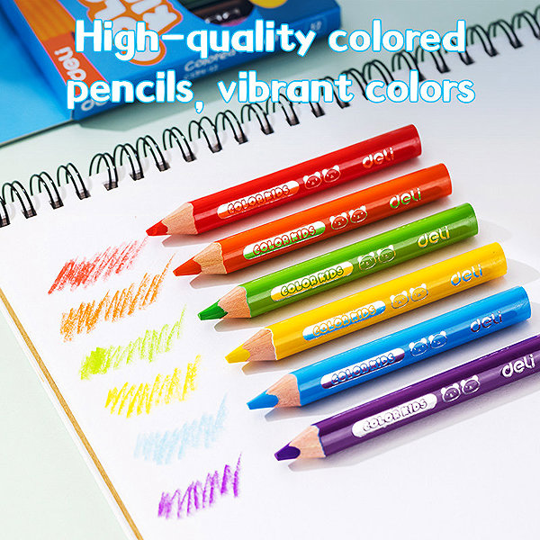 Coloured Pencils DELI colour Kids triangular JUMBO mini 12 colours ...