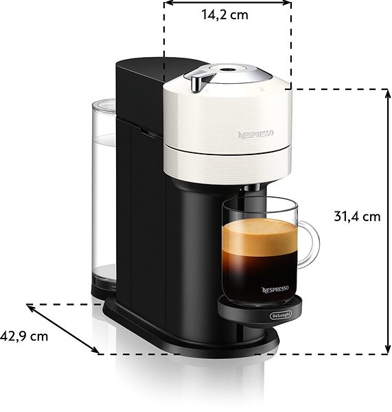 Kapsel-Kaffeemaschine NESPRESSO De´Longhi Vertuo Next White ENV120.W Technische Zeichnung