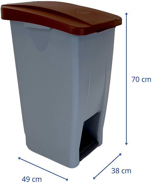 Rubbish Bin Denox Footprint waste bin for separated waste 60 l, brown lid, plastic with wheels ...